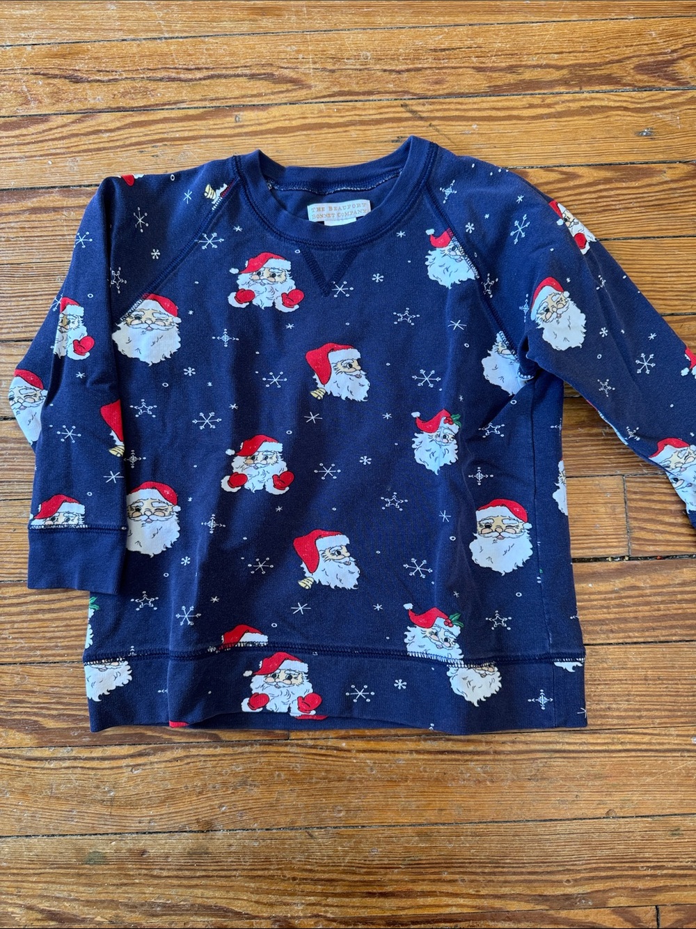 TBBC Holiday Navy Santa Print Kids Sweatshirt Size 7